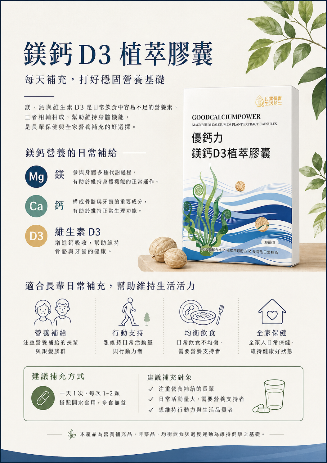 鎂鈣D3骨力 植萃膠囊