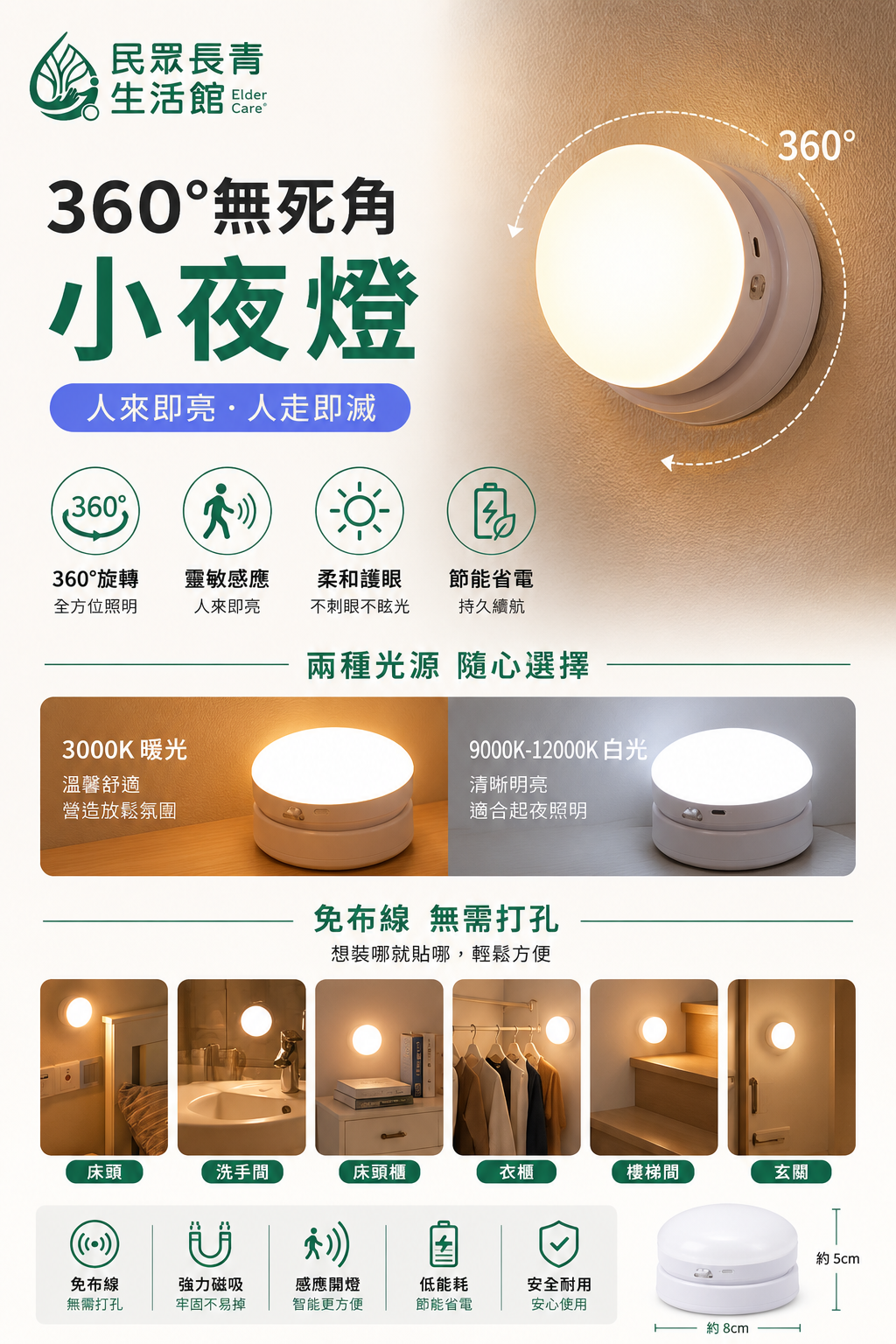 360度無死角小夜燈