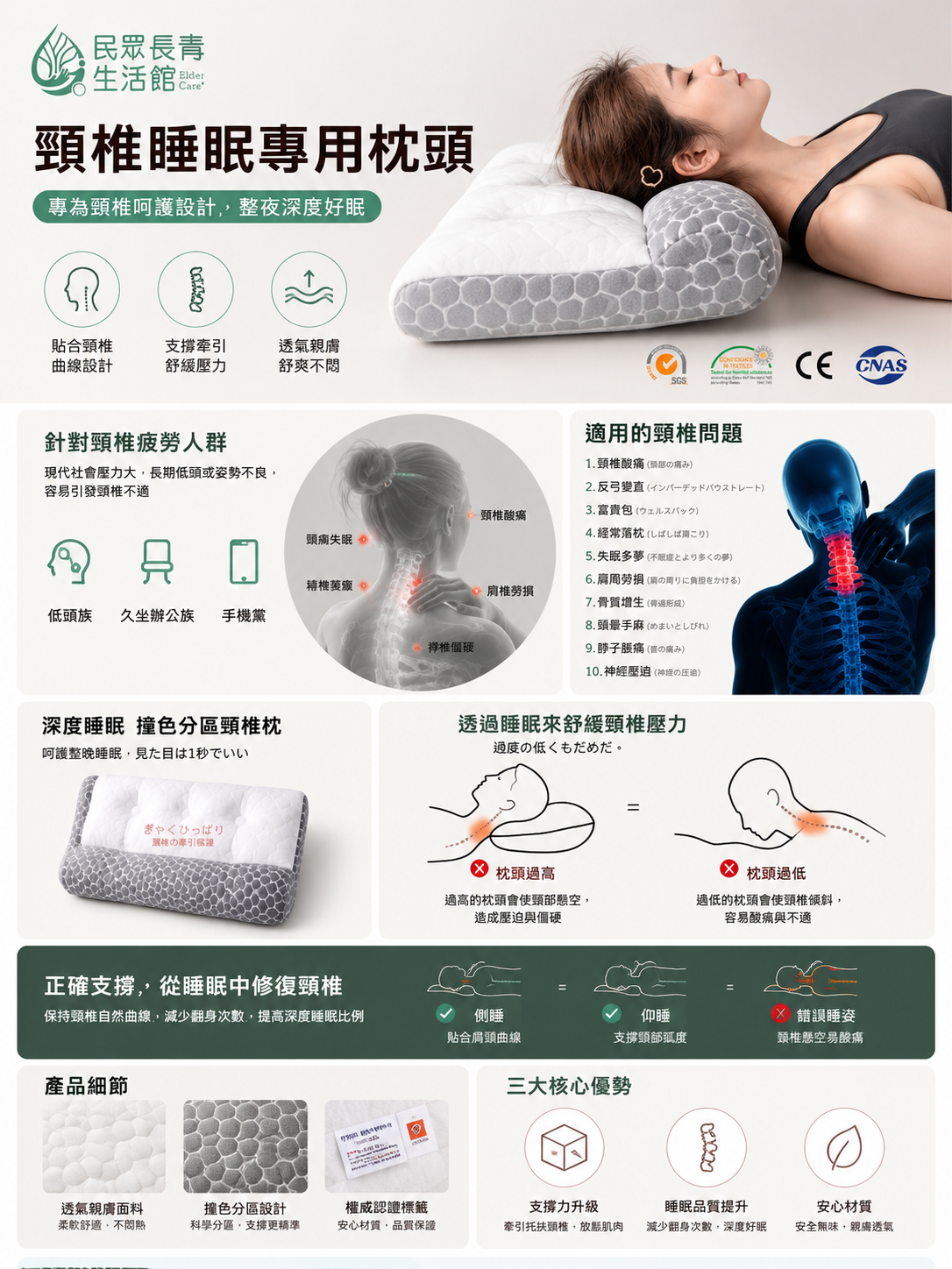 頸椎睡眠專用枕頭
