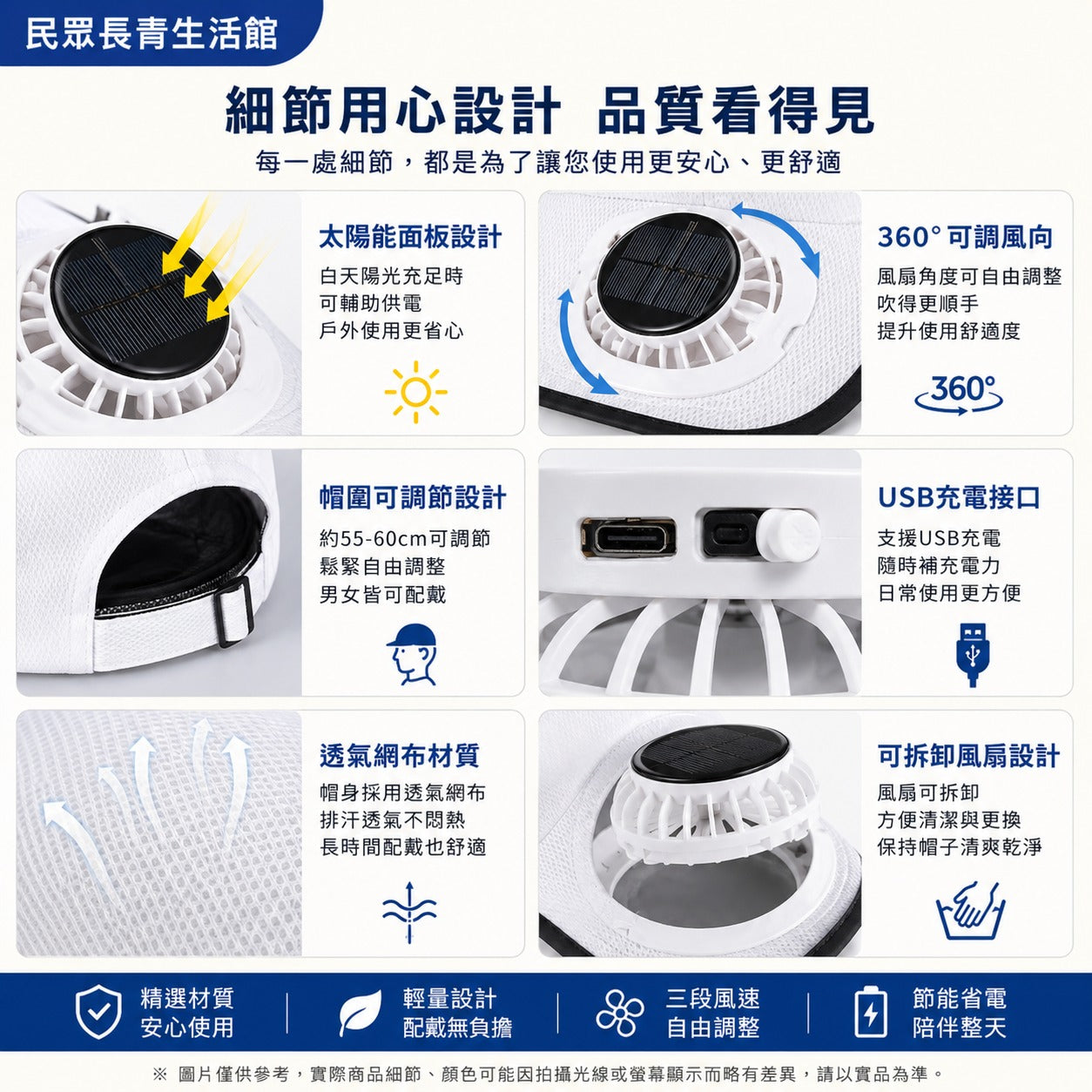 太陽能電風扇帽
