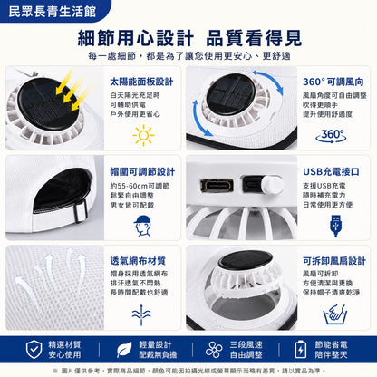 太陽能電風扇帽